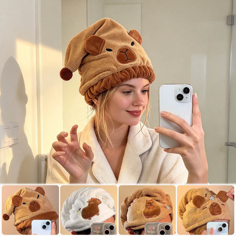 Spa Towel - Capybara Design koraalfleece haarhanddoek, superabsorberend, snel