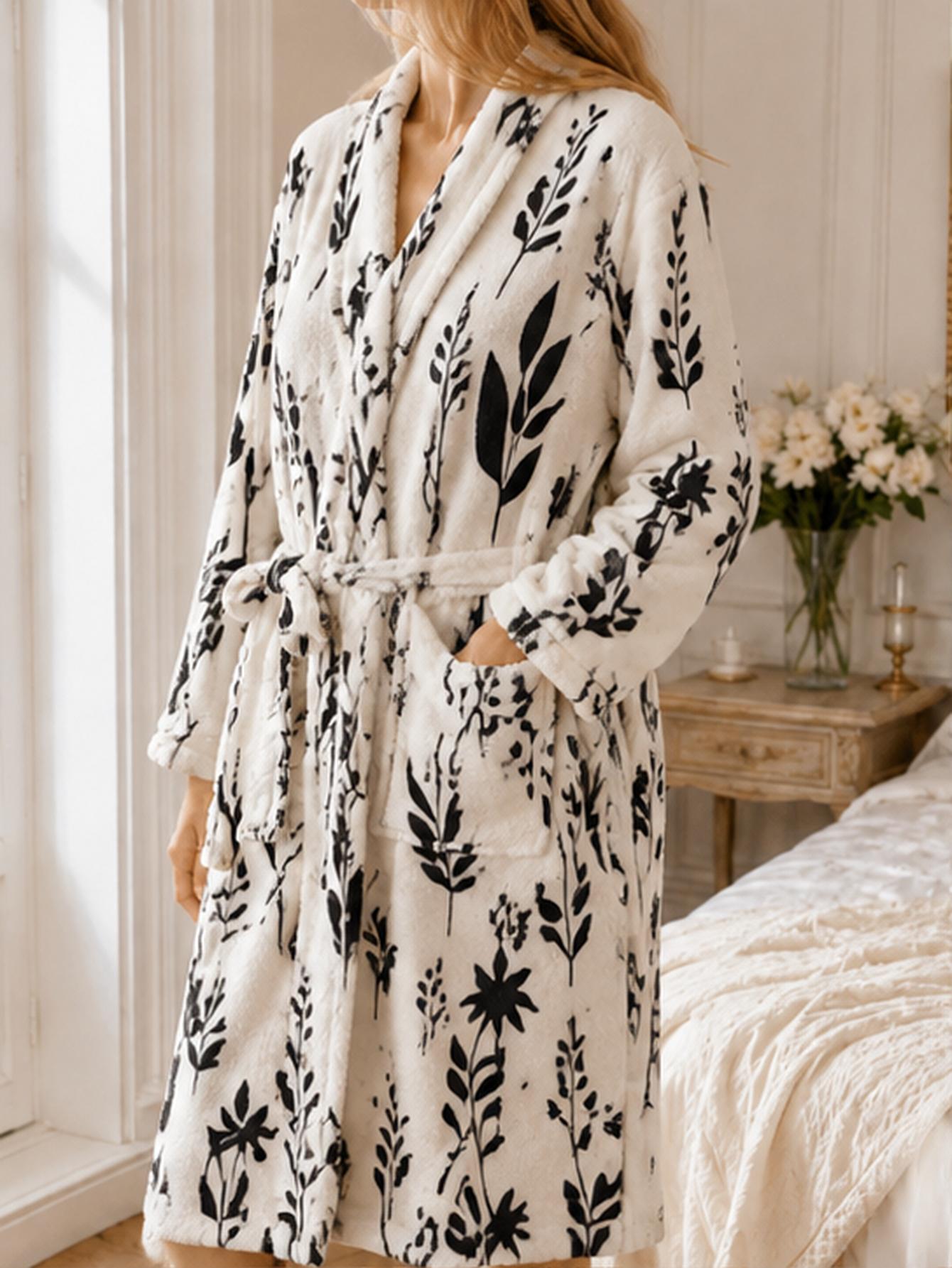Bathrobe - Dames Plus Size Zwarte Badjas met